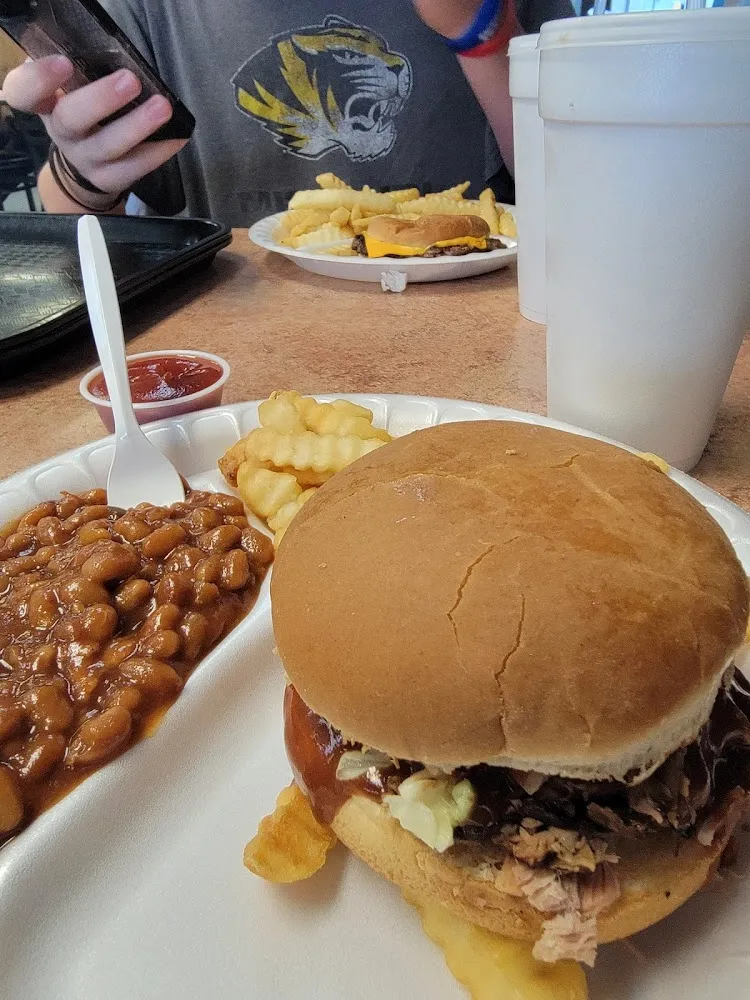 Regular Sandwich Plate with Coleslaw and Side of Beans and Fries
